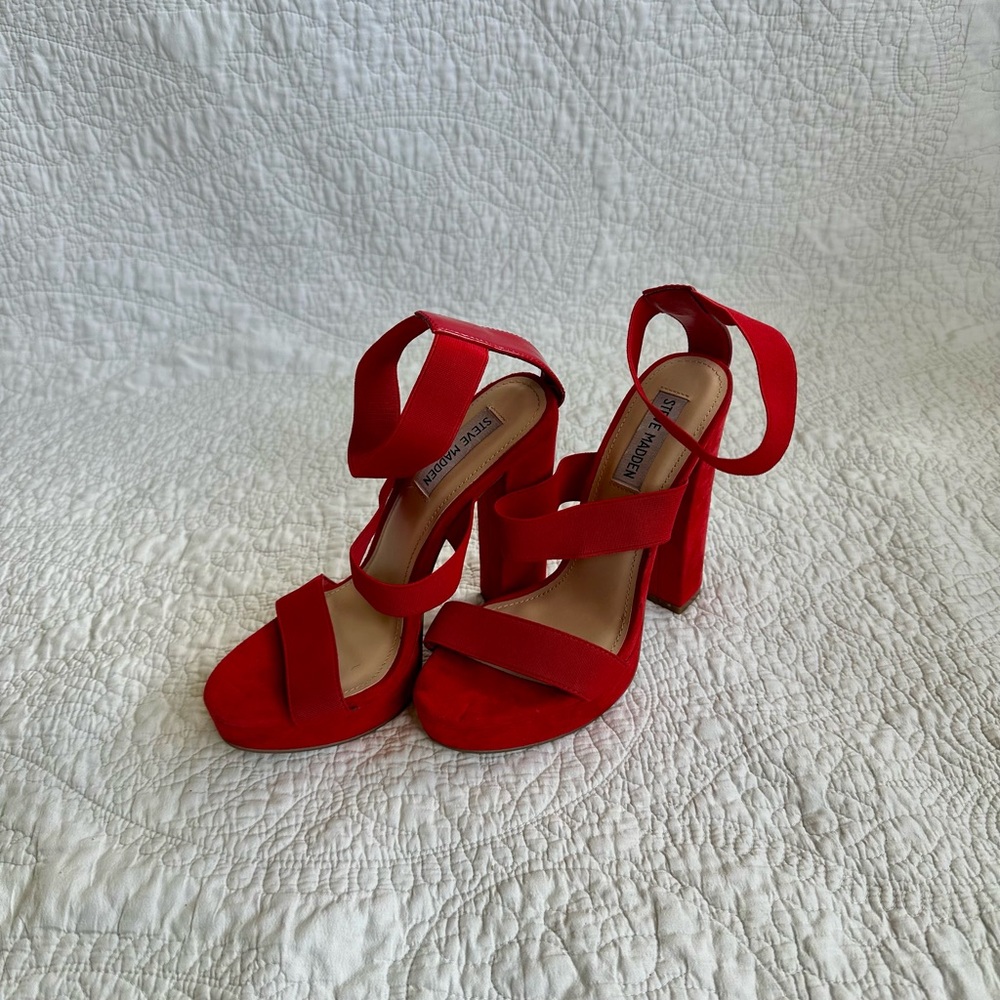 Steve Madden Red Block Heel Sandals